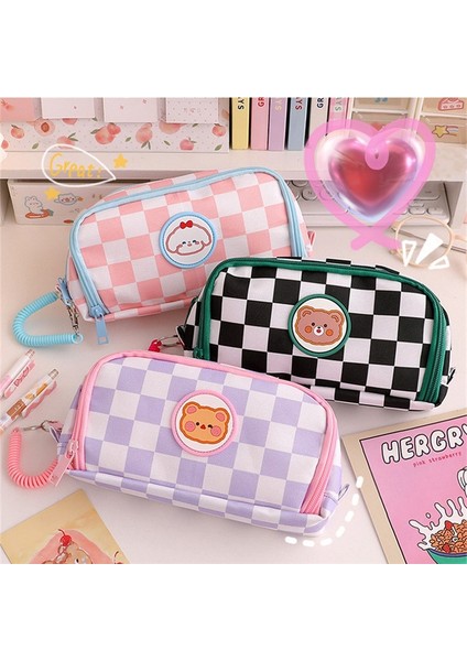 Siyah B Taşınabilir Karikatür Ayı Kalem Kutusu Kalem Ekleme ile Hayvan Sevimli Kalem Çantası Okul Öğrenci Kırtasiye Saklama Çantası Tuval Kız Çanta (Yurt Dışından) fırsatları