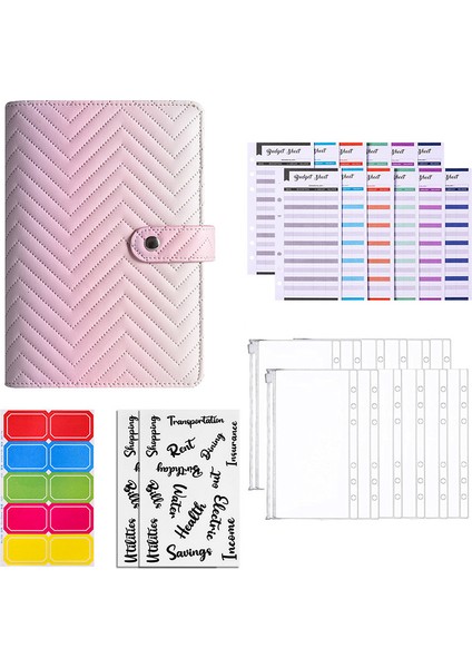 Siyah 27 Adet Pu Degrade Bütçe Bağlayıcı Planlayıcısı Cepler Macaron Nakit Zarflar Sistemi Dizüstü Para Bütçe Tasarrufu Fatura Organizatör (Yurt Dışından) modelleri