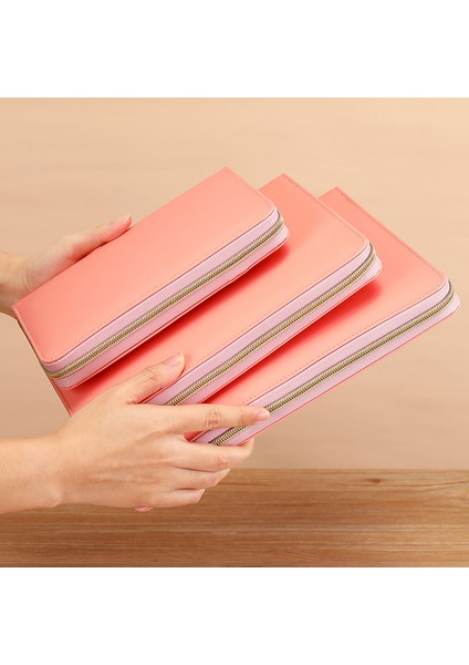 Pembe A6 A5 A6 B5 Gevşek Yaprak Fermuar Bağlayıcı Dolum, Fotoğraf Kartı Koleksiyonu Kitap Kartpostal Organizatör Günlüğü Dizüstü Okul Kırtasiye (Yurt Dışından) indirimleri