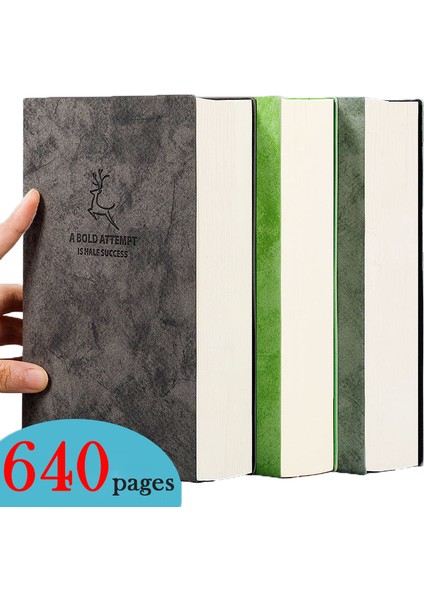 A5 Yeşil Çizgi Süper Kalın Boş Kitap, 80GSM, 320 Sayfa Deri Eskiz Defteri A5 Günlük Defter Günlük Iş Ofis Çalışması Not Defteri Kırtasiye Hediye (Yurt Dışından) fiyatları