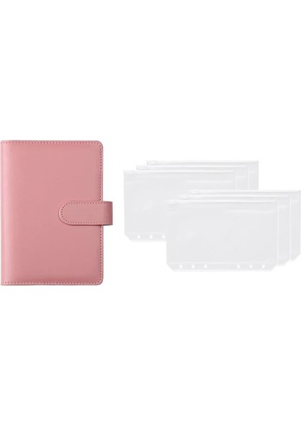 Gül Pembe A6 A6 Pu Deri Bütçe Bağlayıcı Dizüstü Nakit Zarflar Sistemi Para Tasarrufu Fatura Organizatör Için Fermuar Cepler ile Set (Yurt Dışından)