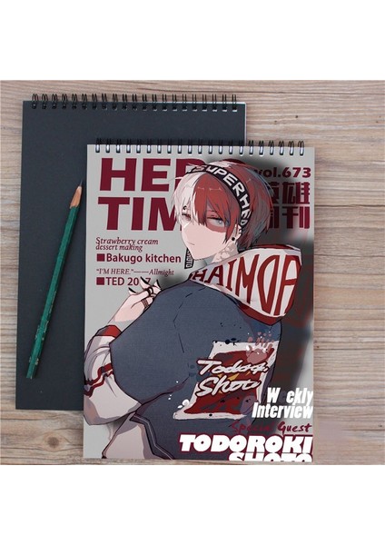 I A4 My Hero Academia Anime Defterler Todoroki Shoto Midoriya Izuku A4 Sketchbook Öğrenci Kırtasiye Beraberlik Çocuk Okul Malzemeleri (Yurt Dışından)