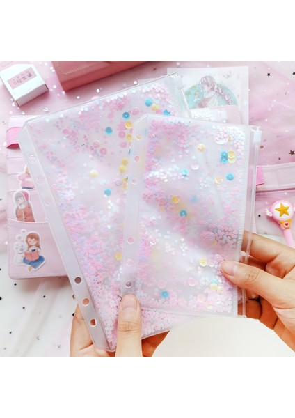 A5 2023 Fromthenon Sevimli Payet Sallamak Kartları 6 Delik Dekorasyon Iç Çanta Planlayıcısı Dizüstü Bilgisayar Aksesuarları, Ince Fermuar Ürün Organizatör Cep (Yurt Dışından) modelleri