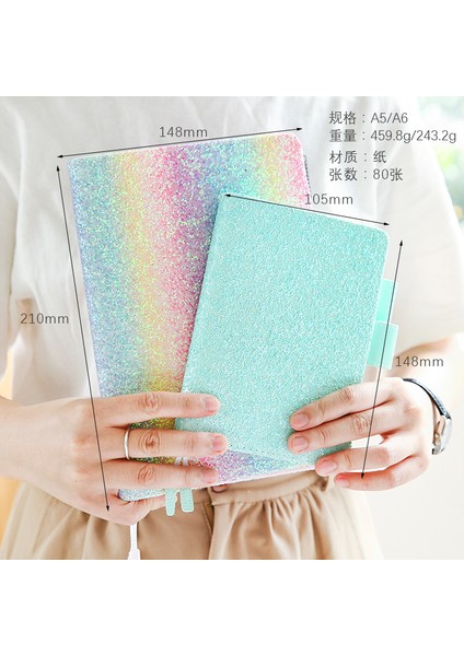 Inci Tozu A6 A5 A6 Şeker Sevimli Moda Glitter Pullarda Dizüstü Çok Fonksiyonlu Kapak Izgara Boş Satır Sayfaları Gündem Seyahat Okul Günlüğü Hediye (Yurt Dışından) fırsatları