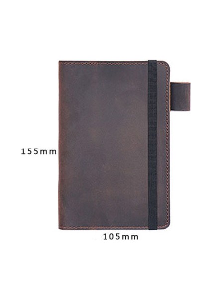 Kahverengi 10.5X15.5 cm Hakiki Deri Kapak Defter Cep Dergisi Seyahat Alan Kitap Kalem Klasörü ile Halat Tasarımı (Yurt Dışından)