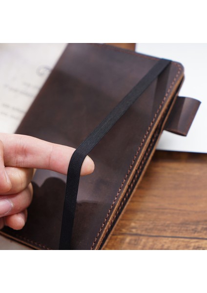 Kahverengi 10.5X15.5 cm Hakiki Deri Kapak Defter Cep Dergisi Seyahat Alan Kitap Kalem Klasörü ile Halat Tasarımı (Yurt Dışından)