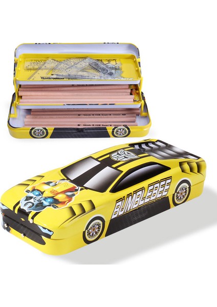Bumblebee Disney Örümcek Adam Üç Katmanlı Kalem Kutusu Büyük Kapasiteli Karikatür Araba Stereo Kalem Kutusu, Öğrenme Hediye Çok Fonksiyonlu Kırtasiye (Yurt Dışından)