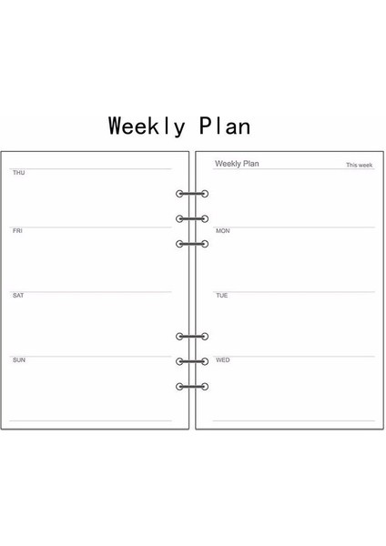 Haftalık Plan A7 A5/a6/a7 Gevşek Yaprak Yedek Spiral Ciltleyici Planlayıcı Günlük Ekleme Program Organizatör Planı 45 Yaprak Not Kağıdı 6 Delikli Nokta Izgara (Yurt Dışından)