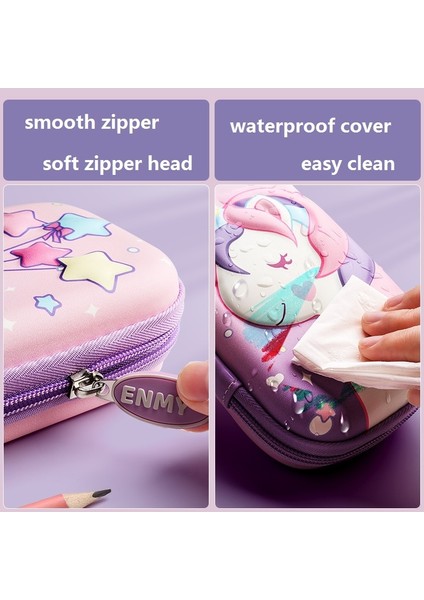 Tek Boynuzlu At Büyük Pembe Unicorn Kalem Kutusu Eva 3D Kalem Kutusu Kırtasiye Organizatör Okul Malzemeleri Kawaii Cetvel Silgi Tutucu Hediye Kese Ins Depolama (Yurt Dışından)