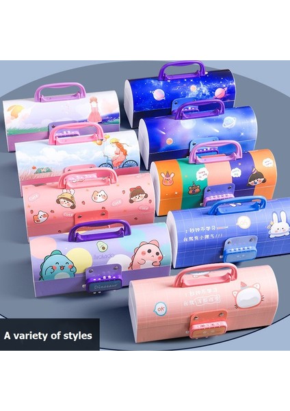 Stil 5 Trousse Scolaire Taşınabilir Yaratıcı Kalem Kutusu Çok Fonksiyonlu Şifre Kilidi ile Büyük Kapasiteli Kalem Kutusu Okul Kırtasiye (Yurt Dışından) modelleri