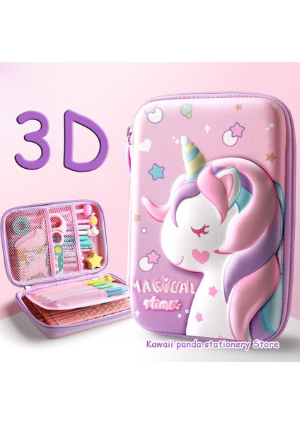 Uzay Roket Kilidi 3D Karikatür Eva Kalem Kutusu Unicorn 2 Katmanlı Kawaii Su Geçirmez Kalem Kutusu Kızlar Için Renkli Okul Malzemeleri Sevimli Sabit Çanta Hediyeler (Yurt Dışından) modelleri