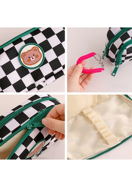 Yeşil C Taşınabilir Karikatür Ayı Kalem Kutusu Kalem Ekleme ile Hayvan Sevimli Kalem Çantası Okul Öğrenci Kırtasiye Saklama Çantası Tuval Kız Çanta (Yurt Dışından) fırsatları