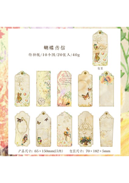 D-Butterfly Messenger Paket Başına 20 Sayfa Şekilli Yer Imi Kolaj Kartı Melek Mektubu El Kitabı Dekoratif Kolaj Malzemesi Karalama Defteri Çiçekler Malzemeleri (Yurt Dışından)