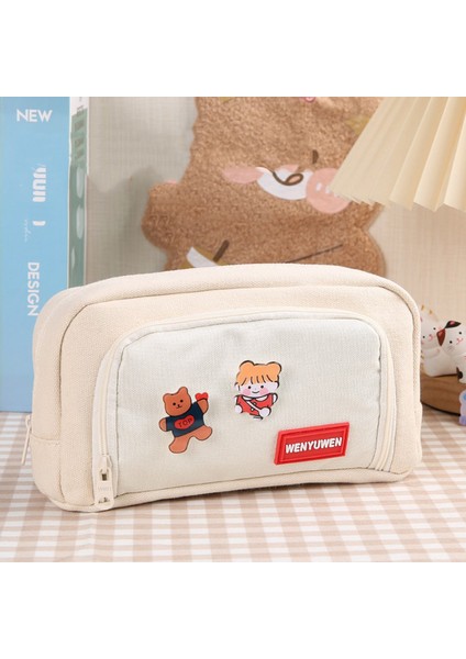 3 Rastgele Broşlar Tuval Kalem Kutusu Okul Malzemeleri Kalem Kutusu Estuches Escolar Kızlar Için Kalem Kutuları Trousse Kawaii Kırtasiye Kalem Kutusu (Yurt Dışından) fırsatları