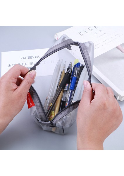 03 Şeffaf Kırtasiye Kalem Çantası Öğrenci Sınavı Adanmış Naylon Örgü Kalem Kutusu Unisex Büyük Kapasiteli Kese Okul Malzemeleri (Yurt Dışından) indirimleri