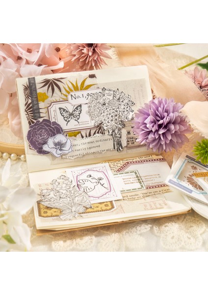 C Yoofun 20 Adet/grup Retro Çerçeve Malzeme Kağıtları Bloknot Vintage Bilet Günlük Defteri Scrapbooking Dıy Notlar Kırtasiye Dekor (Yurt Dışından)