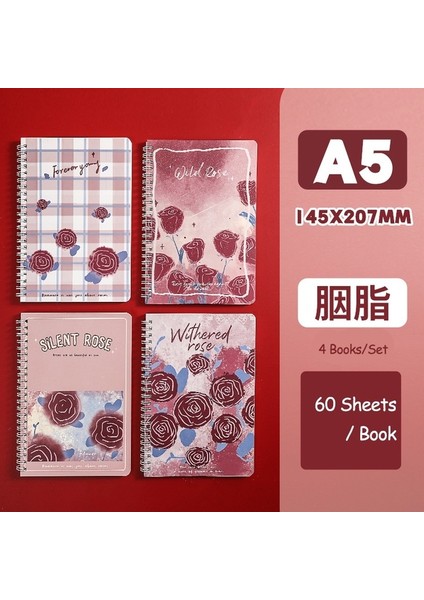 Rouge 1 Adet A5 Kawaii Dizüstü Dergisi Kpop A5 Sevimli Astarlı Not Defteri Çift Bobin Taşınabilir Defterler Yazma Okul Ofis Malzemeleri Kırtasiye (Yurt Dışından)