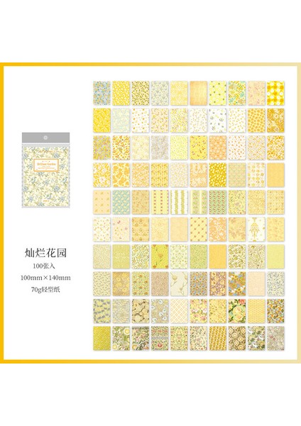 D-Brilliant Garden 100 Yaprak Malzeme Kağıt Kitap Bitkiler Gül Destek El Yazısı Dekoratif Çerçeve Arka Plan Notları Not Yeni 140*100 mm (Yurt Dışından)