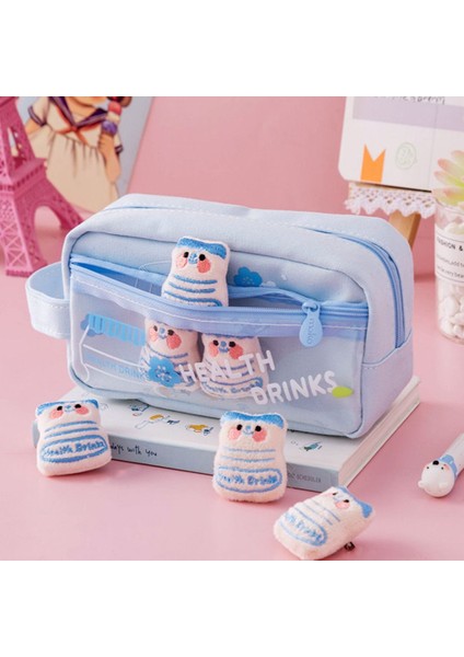 Pembe Çilek Peluş Sevimli Kedi Kurbağa Kalem Çantası Büyük Kapasiteli Kız Komik Kırtasiye Kalem Kutusu Kılıfı Okul Ofis Malzemeleri Kawaii Kalem Çantası (Yurt Dışından) fiyatları