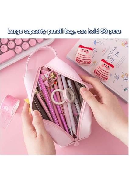 Pembe Çilek Peluş Sevimli Kedi Kurbağa Kalem Çantası Büyük Kapasiteli Kız Komik Kırtasiye Kalem Kutusu Kılıfı Okul Ofis Malzemeleri Kawaii Kalem Çantası (Yurt Dışından) indirimleri