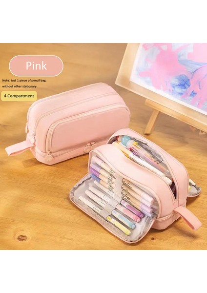 Tip A Pembe Siyah 3/4 Bölmeler Büyük Kapasiteli Kalem Kutuları Çift Taraflı Açık Kalem Kılıfı Çok Yuvalı Okul Kırtasiye Saklama Genç Öğrenci Için (Yurt Dışından)