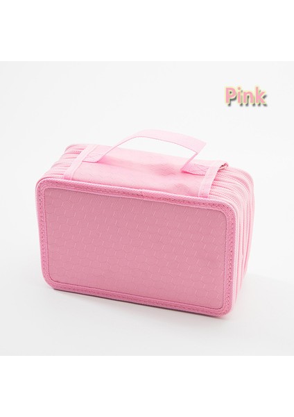 Pembe 72 Delik Dört Katmanlı Kalem Çantası 72 Renkli Kalem Perde Kroki Fırçası Renkli Kalem Çantası Boyama Kalem Çantası Sanat Öğrenci Gözenekli Kırtasiye Kutusu (Yurt Dışından)