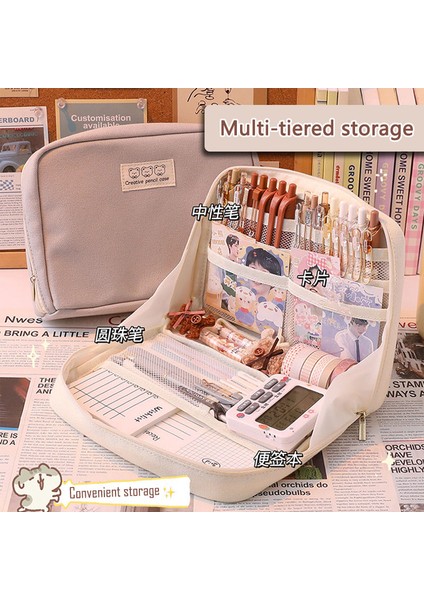 Bej Sevimli Kalem Kutuları Büyük Kapasiteli Kawaii Çanta Kılıfı Kutusu Kızlar Için Okula Dönüş Malzemeleri Japon Kore Ofis Kırtasiye (Yurt Dışından) fiyatları