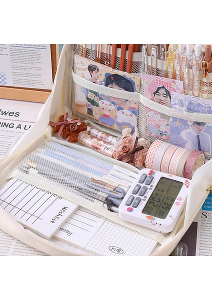 Bej Sevimli Kalem Kutuları Büyük Kapasiteli Kawaii Çanta Kılıfı Kutusu Kızlar Için Okula Dönüş Malzemeleri Japon Kore Ofis Kırtasiye (Yurt Dışından) modelleri