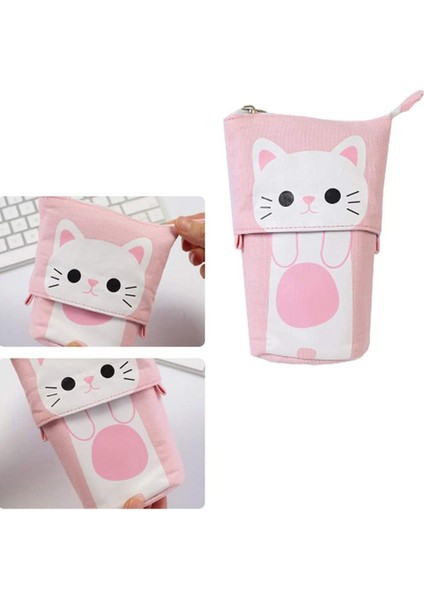 A11 Yaratıcı Geri Çekilebilir Kawaii Kedi Kalem Kutusu Okul Kırtasiye Çantası Kalem Kutuları Tuval Büyük Sevimli Kalem Tutucu Çocuklar Için Hediyeler Kalem Çantası (Yurt Dışından) fırsatları