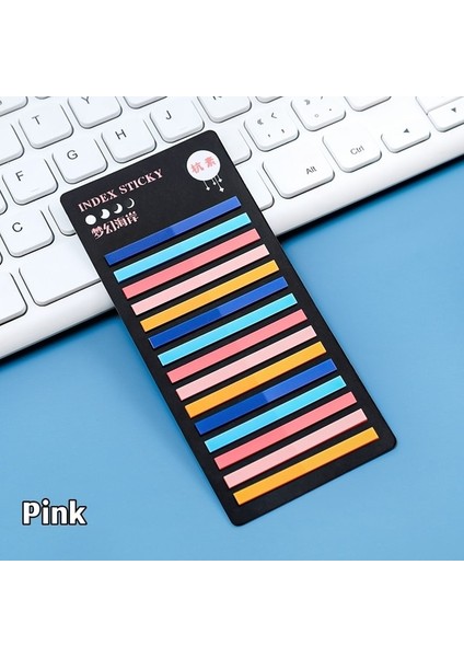 Pembe 1 Adet Ince Endeks Çıkartma Seti 300 Sayfa Pet Şeffaf Renkli Bloknot Etiketi Nokta Işaretleyici Fosforlu Ofis Okul F7363 (Yurt Dışından)