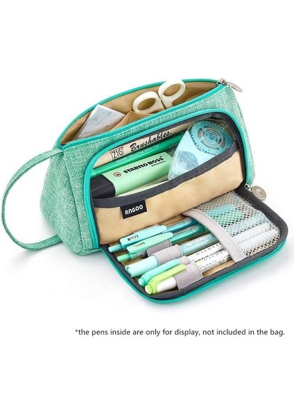 Nane Yeşili Angoo [saf] Renkli Kalem Kutusu, Çok Yuvalı Kalem Çantası, Kırtasiye Kozmetik Seyahat Cüzdanı Için Büyük Depolama Kılıfı Organizatör A6443 (Yurt Dışından)