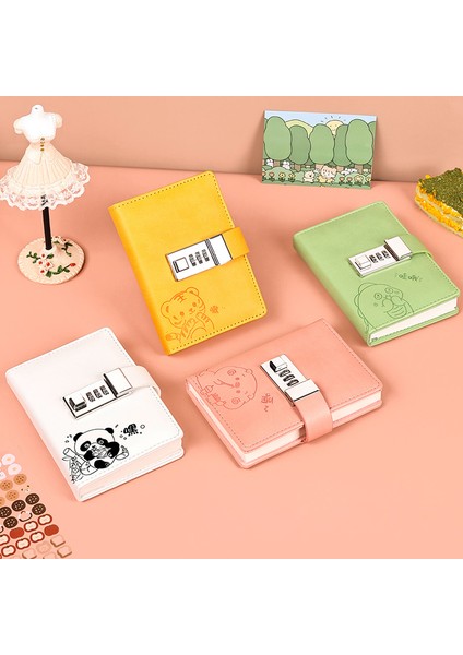 Şampanya Kawaii Dizüstü A7 Kilitli Not Defteri Kırtasiye Asma Kilit Çocuklar Okul Günlüğü Sketchbook Şifre Planlayıcısı Organizatör Küçük Not Defteri (Yurt Dışından) fiyatları