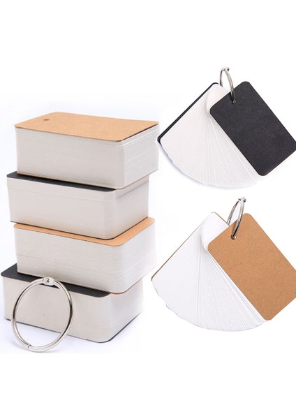 Beyaz 100 Adet 100 Adet/kutu El Yazısı Kart Bloknotlar Inek Derisi Renk Kelime Kartı Kawaii Bloknot Boş Kraft Kağıt Sevimli Halka Toka Mektup CARD4X7CM (Yurt Dışından)