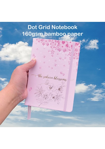 Sakura Limited 160GSM Bambu Kağıt Sakura A5 Mermi Nokta Izgara Dergisi Noktalı Defter Altın Kenar 160GSM Bambu Kağıt 5*5mm Nokta Izgara 160 Sayfa (Yurt Dışından) modelleri