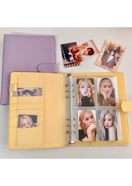 Mor Sadece Kapak Şeker Renk A5 Pu Deri Bağlayıcı Fotoğraf Kartları Kapak Sevimli Kpop Gevşek Yaprak Toplama Kitap Fotoğraf Kartları Albümü Depolama Kitap Kırtasiye (Yurt Dışından) modelleri