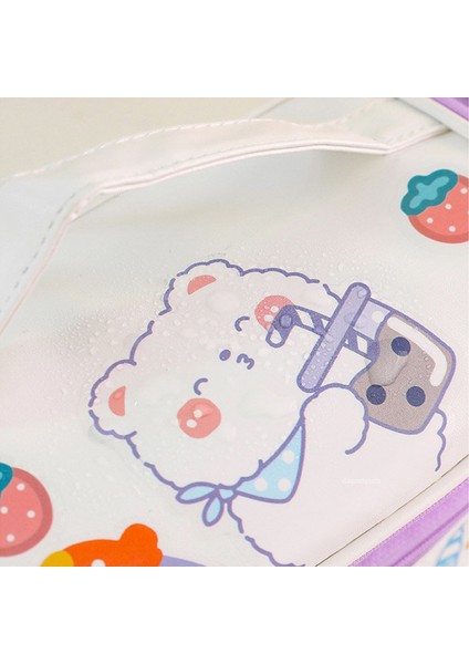 Set Yeni Kawaii Kalem Çantası Kalem Kutuları 2 Katmanlı Yüksek Kapasiteli Kalem Çantası Ücretsiz 1 Adet Kendi Başına Yap Çıkartma Okul Kırtasiye Kız Hediye (Yurt Dışından)