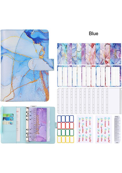 Mavi Altın A6 A6 Bütçe Organizatör Binder Nakit Zarf Sistemi Gevşek Yaprak Defter Diy Dergisi Gündem Planlayıcısı Fermuarlı Cebi Harcama Sayfası (Yurt Dışından)