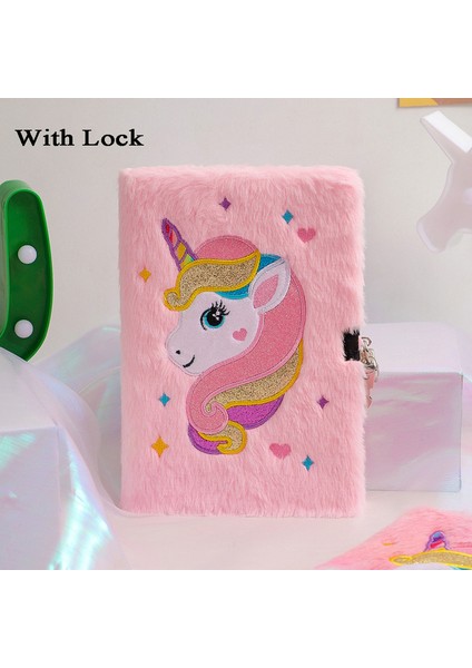 Beyaz A5 Peluş Dizüstü Kilitli Sevimli Köpek Dergisi A5 Günlüğü Unicorn Planlayıcısı Organizatör Kawaii Okula Dönüş Not Defteri Kore Eskiz Defteri (Yurt Dışından)