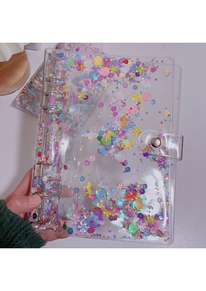 A5 Sevimli Glitter Pullarda Defter Kapağı A5 A6 Şeffaf Gevşek Yaprak Bağlayıcı Kitap Planlayıcısı Organizatör Spiral Dergisi Kawaii Dizüstü Bilgisayar (Yurt Dışından)