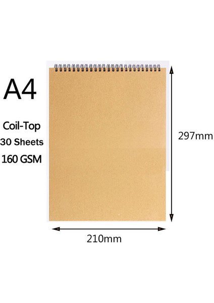 A4 Üst A3/A4/8K/A5/16K Kraft Kağıt Eskiz Defteri Spiral Sanat Dizüstü Boş Sayfalar 160GSM Ciltli Okul Malzemeleri Kalem Çizim Not Defteri (Yurt Dışından)