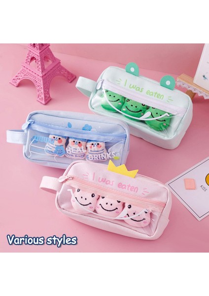 E Peluş Sevimli Kedi Kurbağa Kalem Çantası Büyük Kapasiteli Kız Komik Kırtasiye Kalem Kutusu Kılıfı Okul Ofis Malzemeleri Kawaii Kalem Çantası (Yurt Dışından) fırsatları