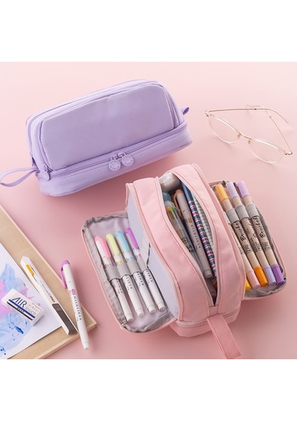 Mor Angoo 4 Bölüm Kalem Çantası Kalem Kutusu Çift Taraflı Açık Kolay Saplı Depolama Kılıfı Kırtasiye Okul Öğrenci A7121 (Yurt Dışından) fiyatları