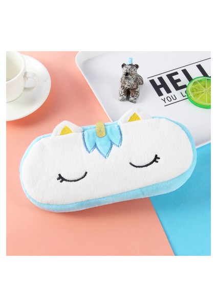 Mavi Unicorn Sevimli Peluş Kalem Çantası Kalem Çantası Kızlar Için Kawaii Kırtasiye Büyük Kapasiteli Kalem Kutusu Kalem Kutusu Kozmetik Çantası Saklama Çantası (Yurt Dışından)
