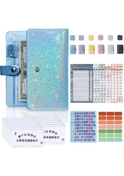 Morumsu Mavi 2022 A6 Bütçe Bağlayıcı Defter Nakit Zarflar Bağlayıcı Cepler ile Set Para Bütçe Tasarrufu Fatura Organizatör (Yurt Dışından)