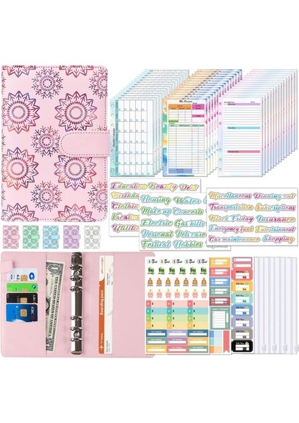 Pembe A6 Bağlayıcı Bütçe Planlayıcısı Defter Kapakları Klasör A6 Boyutu 6 Delikli Bağlayıcı Cepler Programlı Haftalık Plan Aylık Plan Gevşek Yaprak (Yurt Dışından)