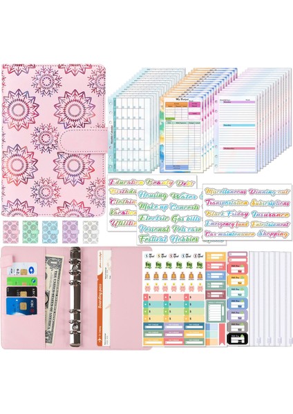 Pembe A6 Bağlayıcı Bütçe Planlayıcısı Defter Kapakları Klasör A6 Boyutu 6 Delikli Bağlayıcı Cepler Programlı Haftalık Plan Aylık Plan Gevşek Yaprak (Yurt Dışından) fırsatları