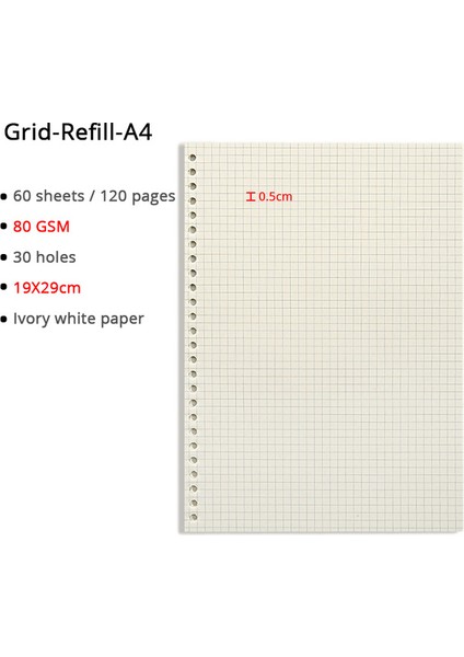 Izgara Dolumu A4 Gevşek Yaprak Defter 60 Sayfa A5/b5/a4 Pvc Kapak Bağlayıcı Noktalı/çizgili/boş/ızgara Doldurulabilir Ofis Okul Malzemeleri Kırtasiye (Yurt Dışından)