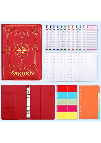 Kırmızı Bir Set A6 Bronzlaştırıcı Bağlayıcı Bütçe Planlayıcısı Defter Nakit Zarf Bağlayıcı Bütçe Para Tasarrufu Zarflar Klasörü 6 Delikli Bağlayıcı Cepler (Yurt Dışından)