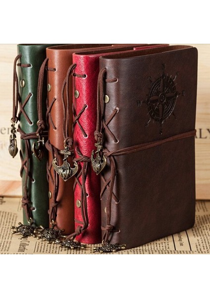 Kahve Büyük 165X235MM Retro Spiral Defter Günlüğü Not Defteri Vintage Korsan Çapalar Pu Deri Not Defteri Değiştirilebilir Kırtasiye Hediye Gezgin Dergisi (Yurt Dışından)
