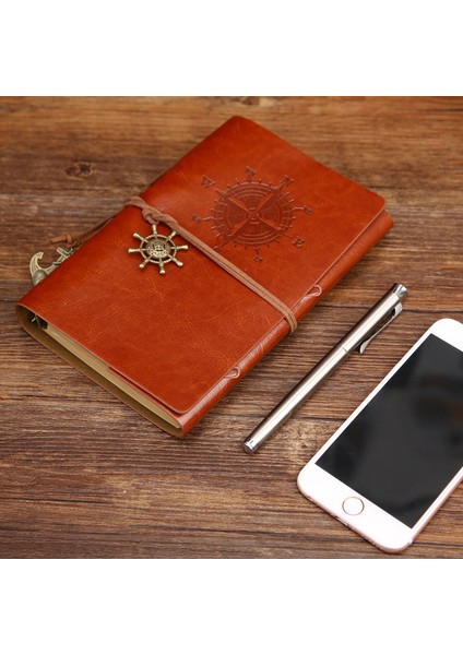 Kahve Büyük 165X235MM Retro Spiral Defter Günlüğü Not Defteri Vintage Korsan Çapalar Pu Deri Not Defteri Değiştirilebilir Kırtasiye Hediye Gezgin Dergisi (Yurt Dışından)
